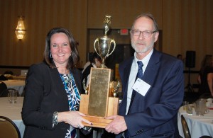Winners of the Vance Trophy, St. Cloud Times Publisher Melinda Vonderahe and Executive Editor John Bodette.