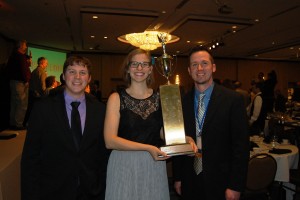 Winners of the Mills Trophy, staff of the Jackson County Pilot (L-R: Dan Condon, Marie Zimmerman, Justin Lessman)